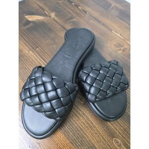 Seychelles Women's Sandals Slides Bellisima Woven  Size 7.5 Black Made in Italy